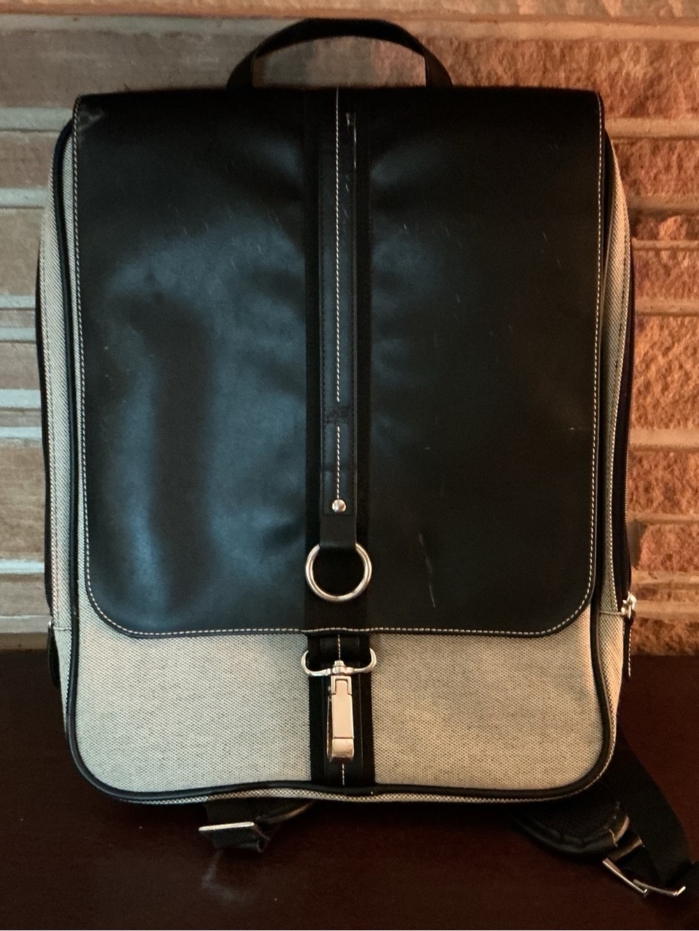Mobile Edge Two-Tone Black and Cream Laptop/Backpack with Front Ring Detail